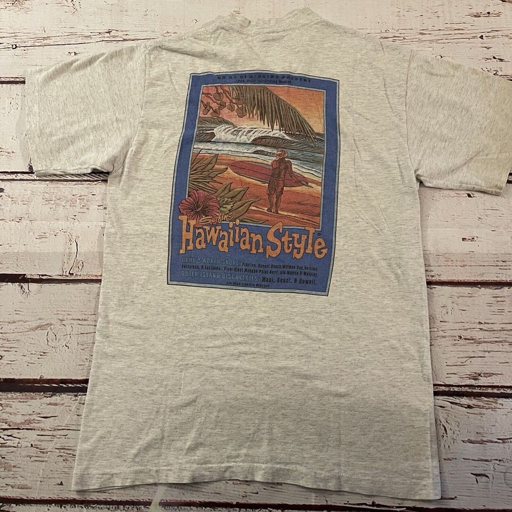 Vintage 90s Surfin Hawaiian Style Oahu North Shore Size Medium Made In USA